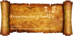 Kovacsevics Elemér névjegykártya